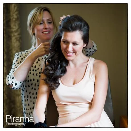 Middle Temple Wedding 1 Bride getting ready at hotel in London - having her hair arranged