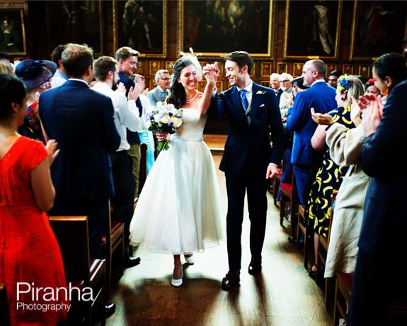 Couple leaving the ceremony together