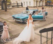Photography of bride outside church before wedding