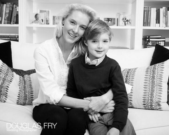 Mother and son in black and white