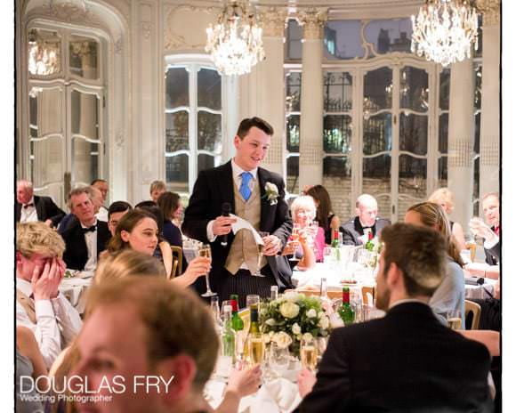 Speeches during wedding breakfast at Savile Club