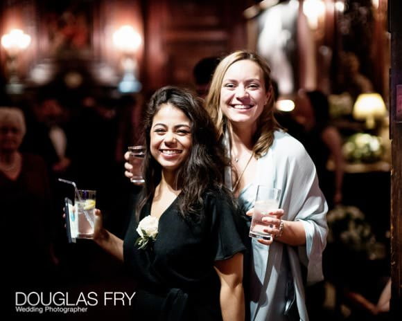 Guests during wedding party at Savile club in London