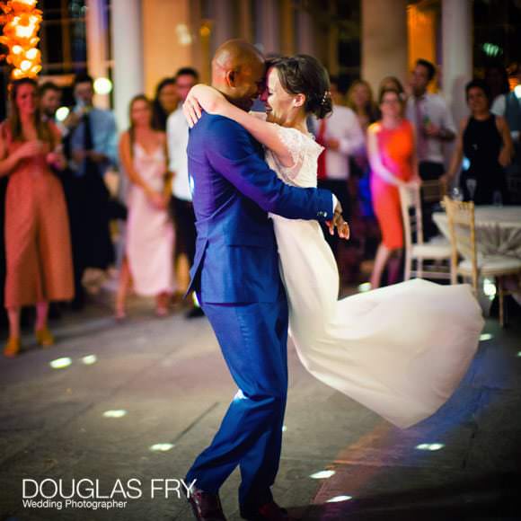 Photograph of bride and groom dancing at Syon wedding in the Great Conservatory