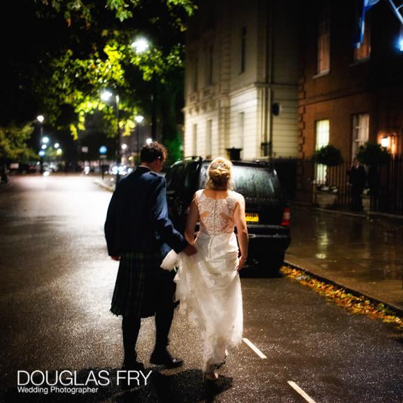 Wedding Photographer The Caledonian Club - Scottish Wedding Venue in London 6 Picture of couple in mews outside the Caledonian Club in London