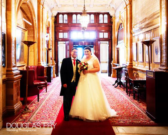 Couple near door at Horseguards Hotel in London