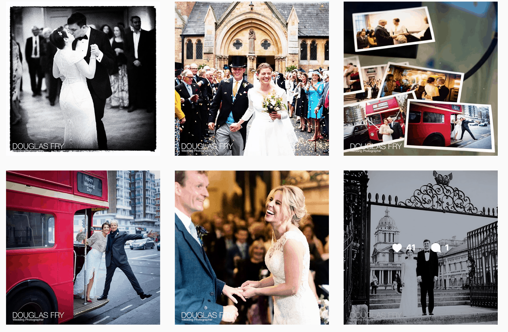 Instagram page of wedding photographs