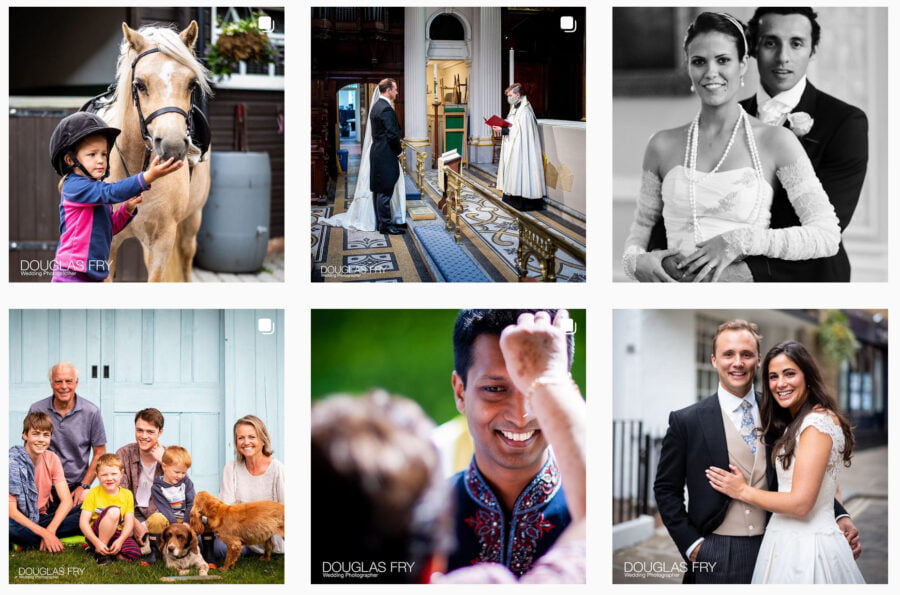 Screen shot of Instagram page - showing Douglas Fry Wedding photography