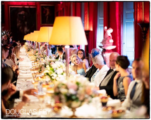 Guests enjoying wedding breakfast at reception