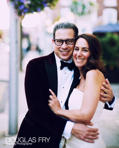 Street photograph of bride and groom on Kings Road