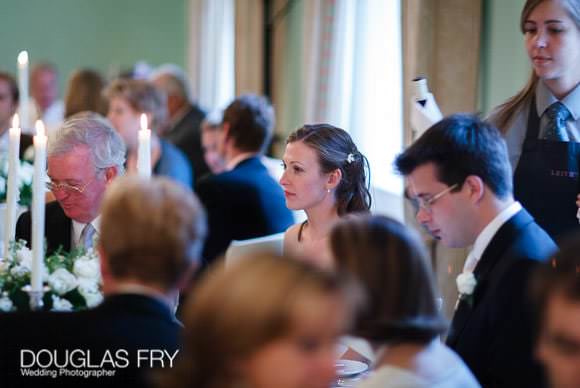 bride at wedding breakfast