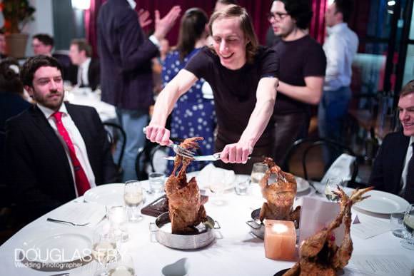 Famous Hixter chicken being served at wedding in London