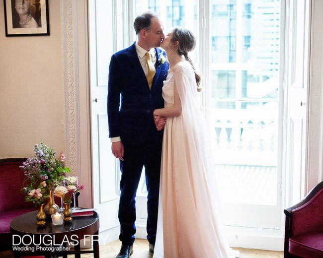 couple at Ognisko photographed together during wedding