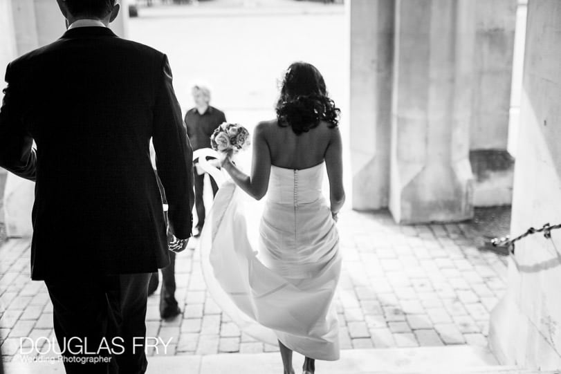 bride at Syon Park in black and white