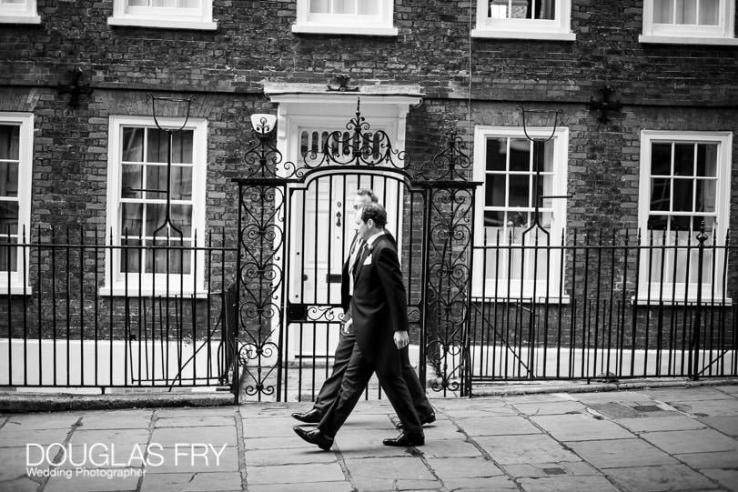 Arriving at wedding in London