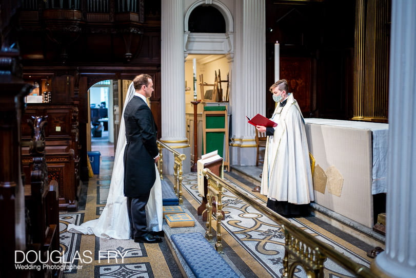 wedding ceremony in London with facemask