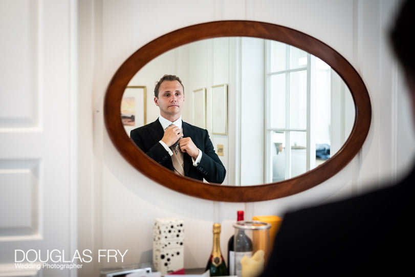 Groom getting ready for London wedding
