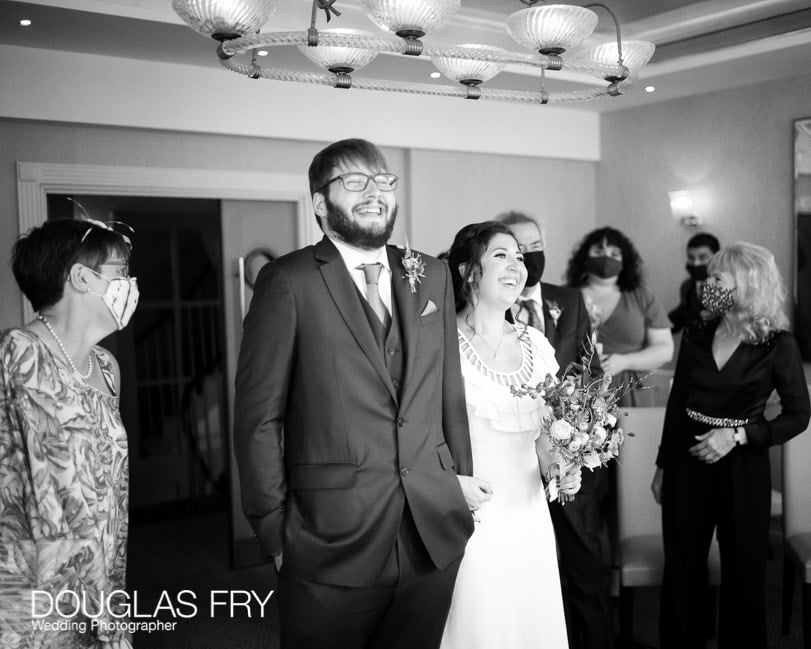 Socially distanced wedding ceremony in London photographed by Douglas Fry