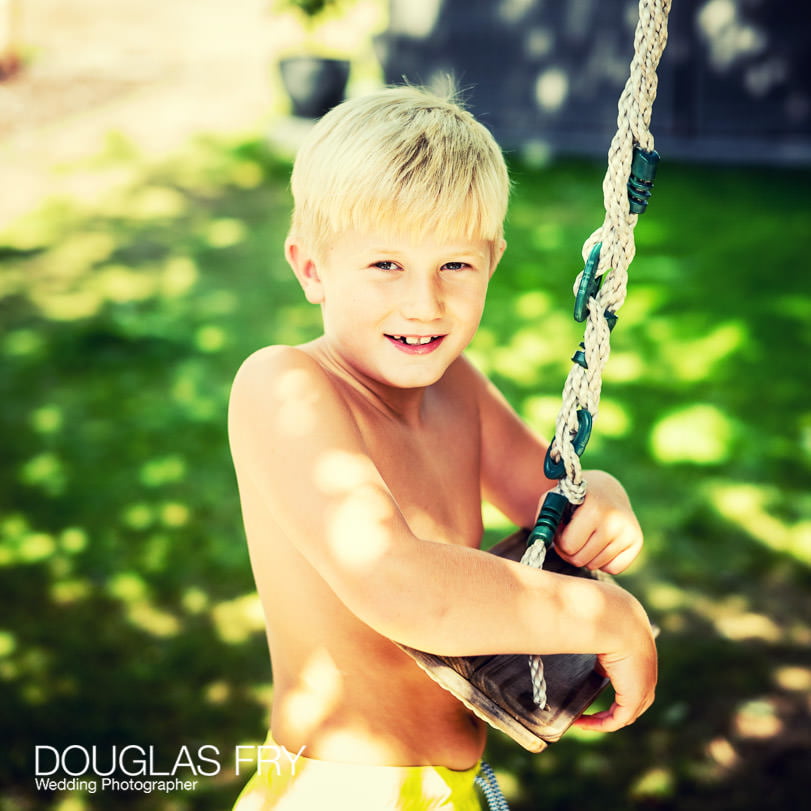 Boy in the garden in the summer