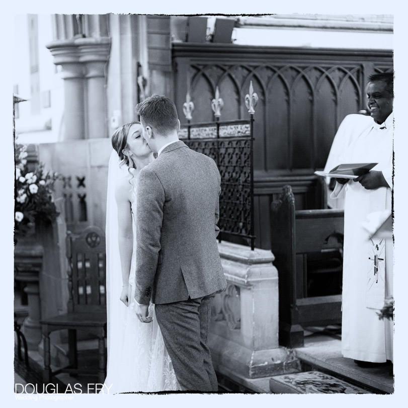 Bride and Groom wedding photograph at church