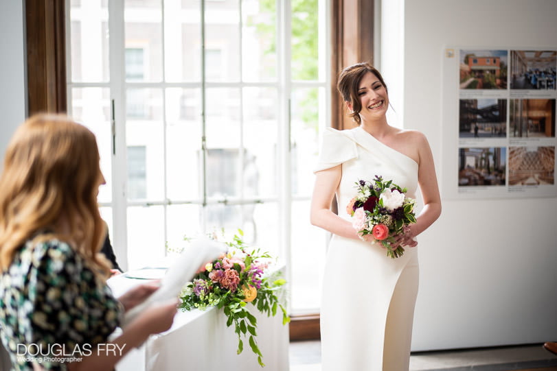 RIBA Wedding photographer London - bride with bouquet