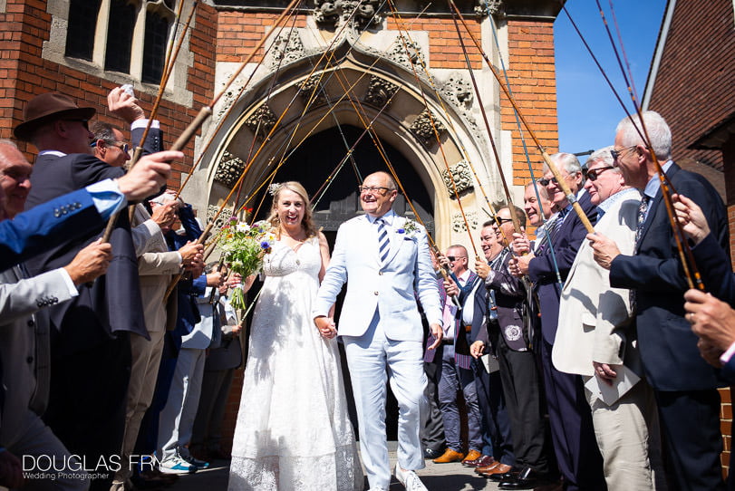 Fishing rods arch at church in London