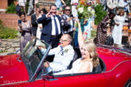 Wedding photorgrapher - car in London leaving Hampstead church