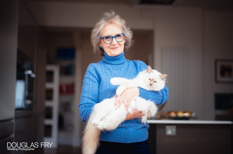 Grandmother photographed with cat