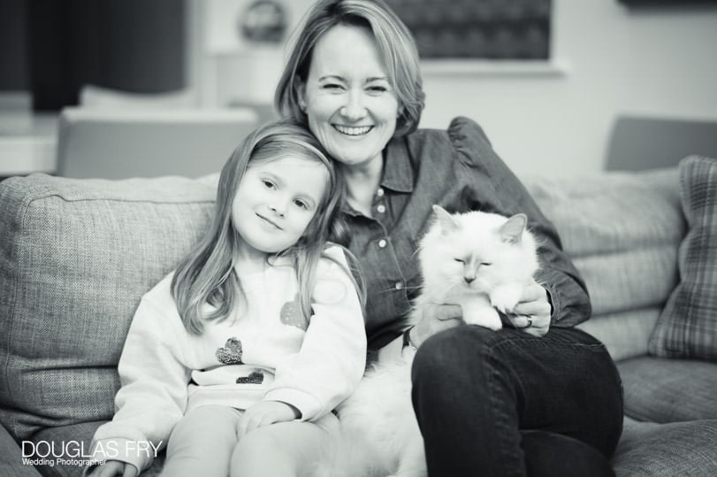 Family photograph with pet during family photoshoot in Oxford